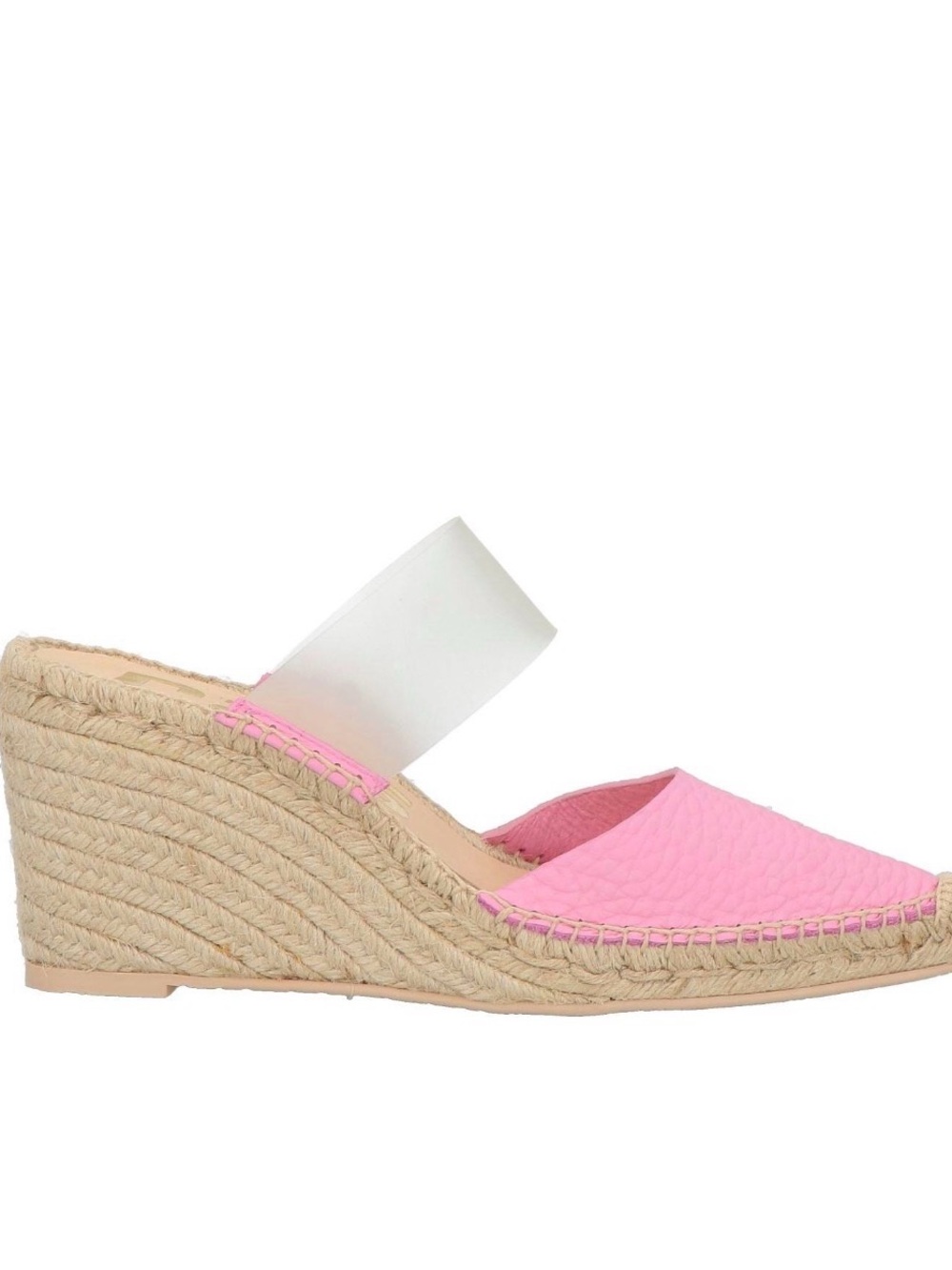 Ras Pink Espadrille Wedge Mule with Clear Ankle Strap